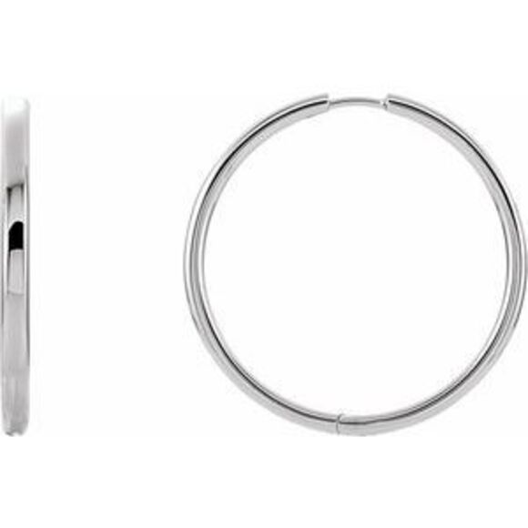 14K White 29 mm Hinged Hoop Earrings